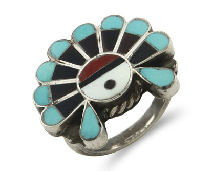 Vintage Zuni Ring 925 Sterling Silver Natural Gemstone Size 6.25