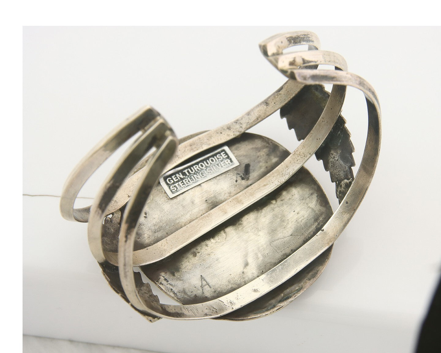 Men Navajo Bracelet 925 Silver Coral & Turquoise Native American Artist C.80's