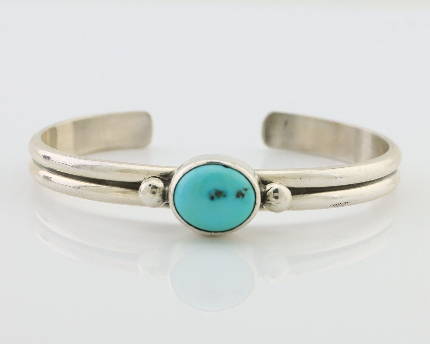 Navajo Cuff Bracelet 925 Silver Natural Blue Turquoise Native American C.80's