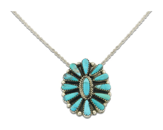 Navajo Sterling Silver Necklace Authentic Turquoise Vintage Signed TL