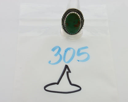 Navajo Ring 925 Silver Natural Green Turquoise Native American Artist C.80's
