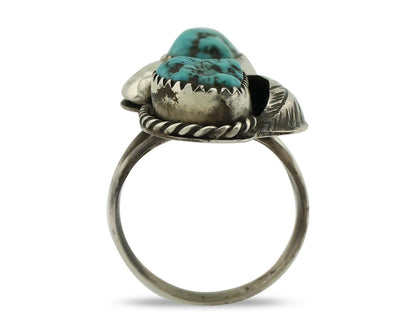 Navajo Ring 925 Silver Sleeping Beauty Nugget Turquoise Native Artist C.80's