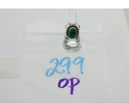 Navajo Ring 925 Silver Natural Malachite Native American Artist C.80's