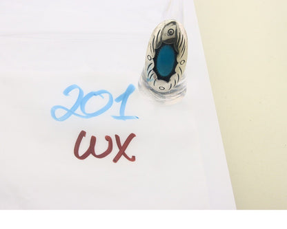 Navajo Ring 925 Sterling Turquoise Handmade Native Artist C.80's Size 7.5