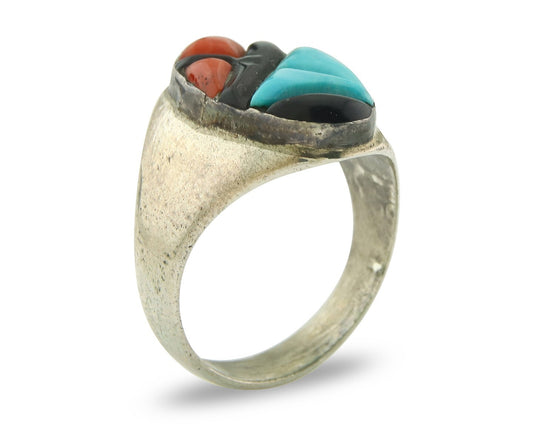 Vintage Zuni Ring 925 Sterling Authentic Natural Gemstone Signed K&GT Size 10