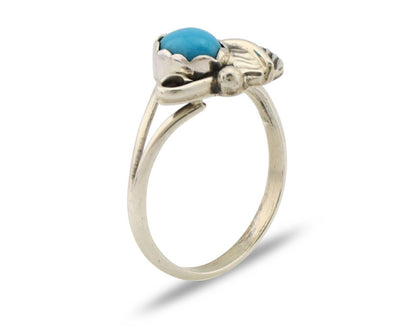 Navajo Ring .925 Silver Sleeping Beauty Turquoise Native American Artist C.80's