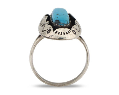 Navajo Ring 925 Silver Arizona Turquoise Artist Signed Windmill C.80's