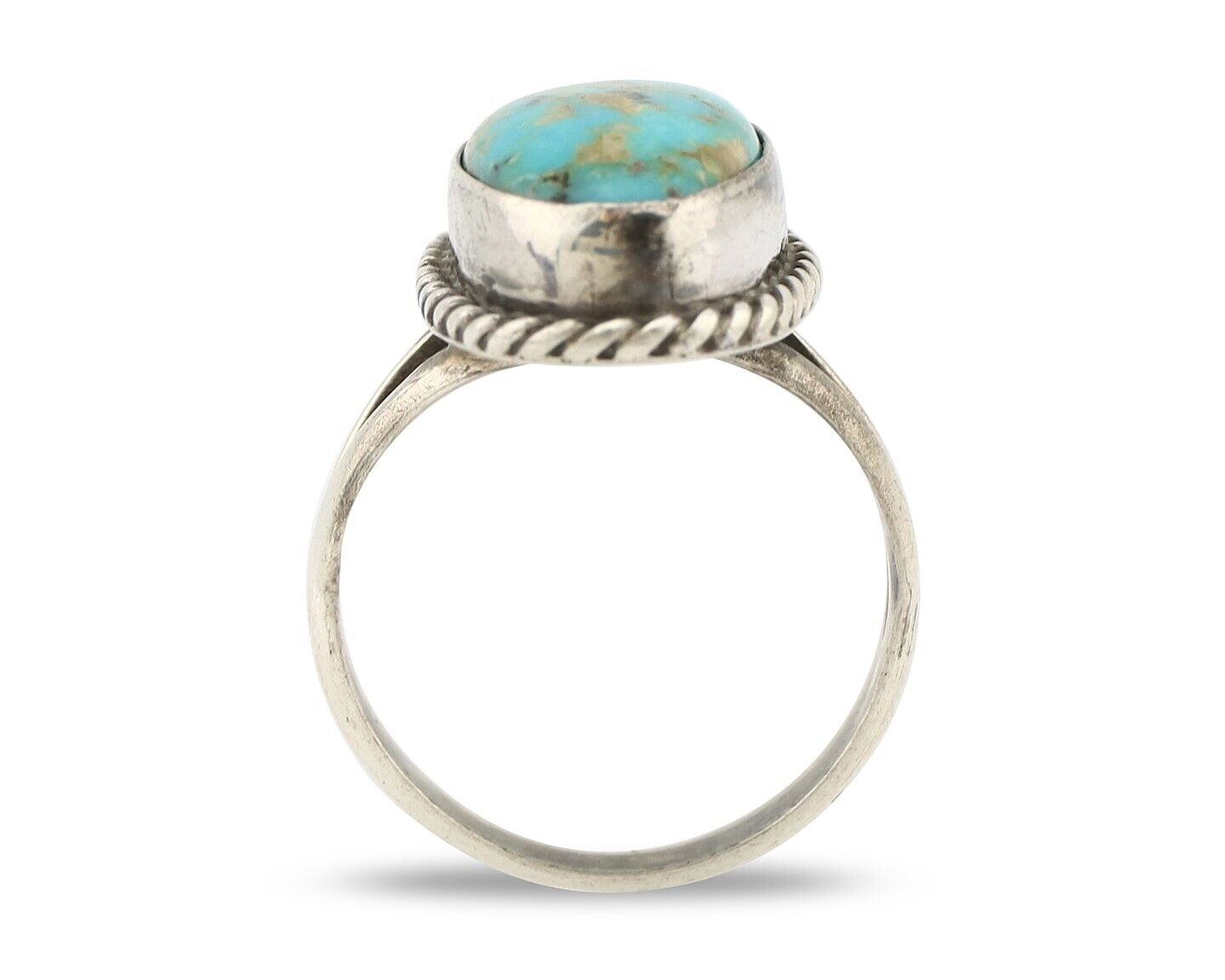 Navajo Ring 925 Silver Kingman Turquoise Artist Native American Signed C.80's