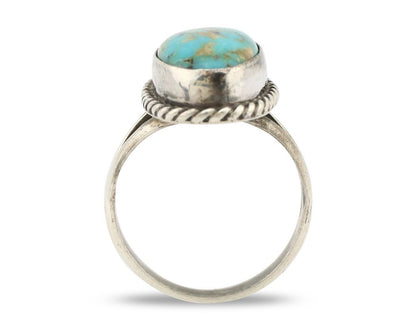 Navajo Ring 925 Silver Kingman Turquoise Artist Native American Signed C.80's