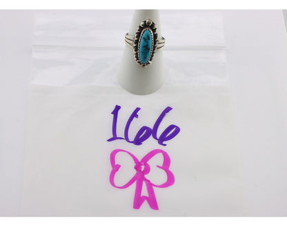 Navajo Ring .925 Silver Sleeping Beauty Turquoise Signed SkyStone Creations C80s