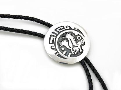 Navajo Artist Sharon Cisco Round Eagle Scenic 925 Solid Sterling Silver Bolo Tie