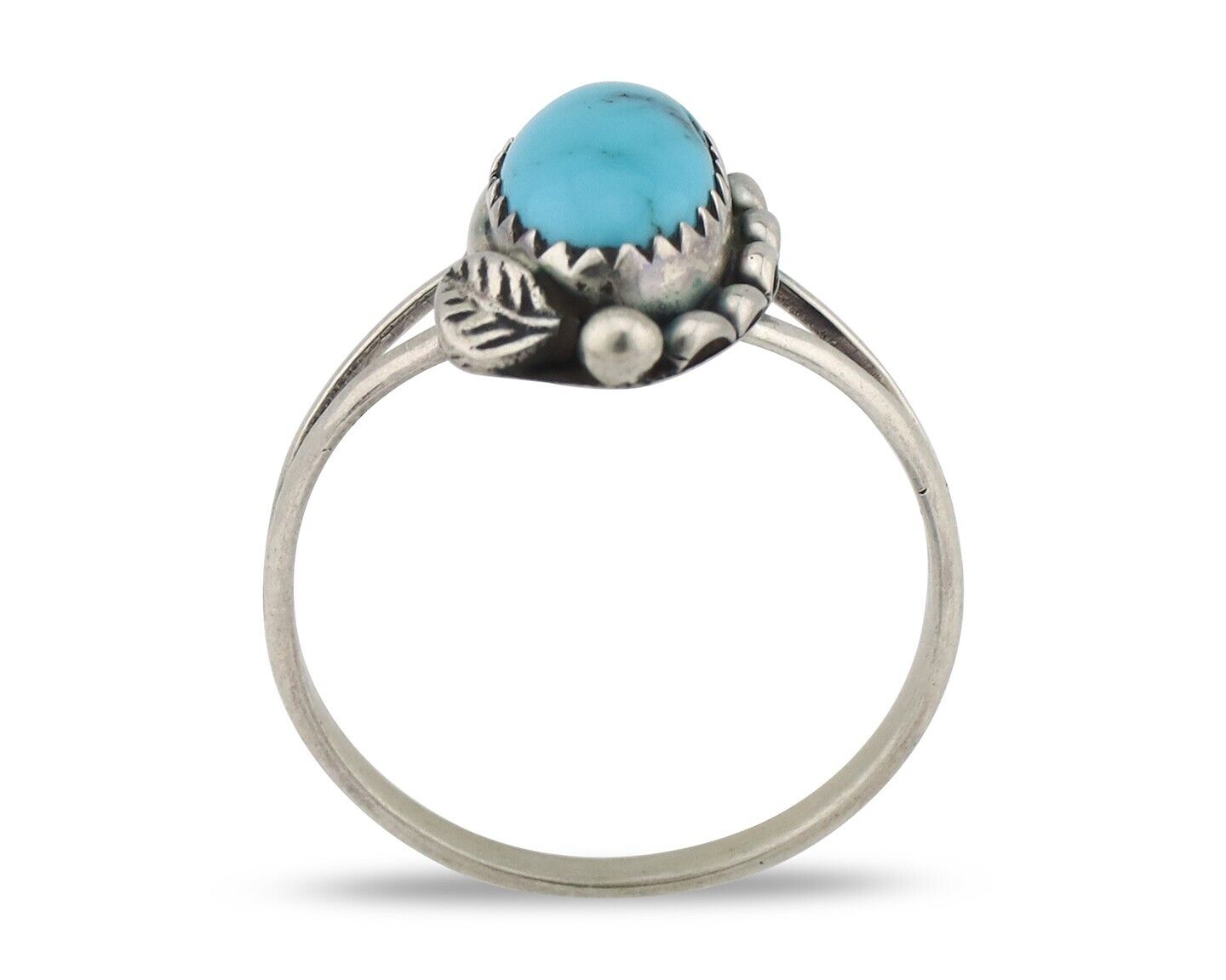 Navajo Ring 925 Silver Sleeping Beauty Turquoise Artist Signed SC C.80's