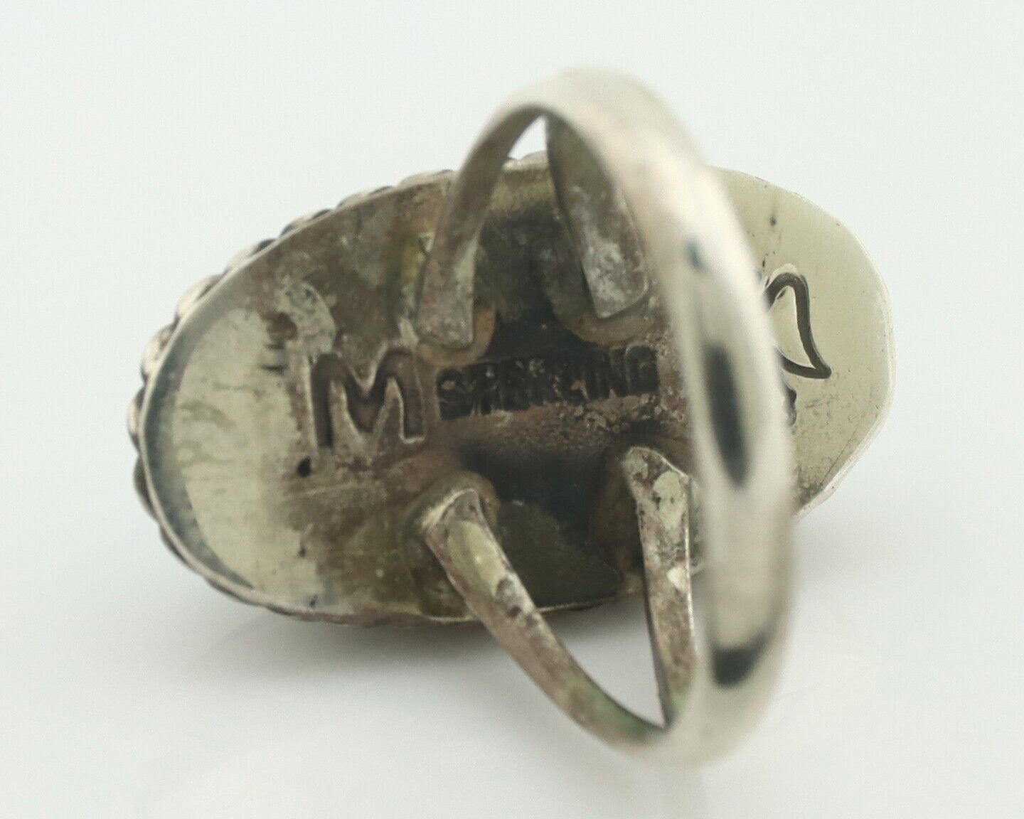 Navajo Ring 925 Silver Natural Blue Turquoise Signed M Montoya C.80's