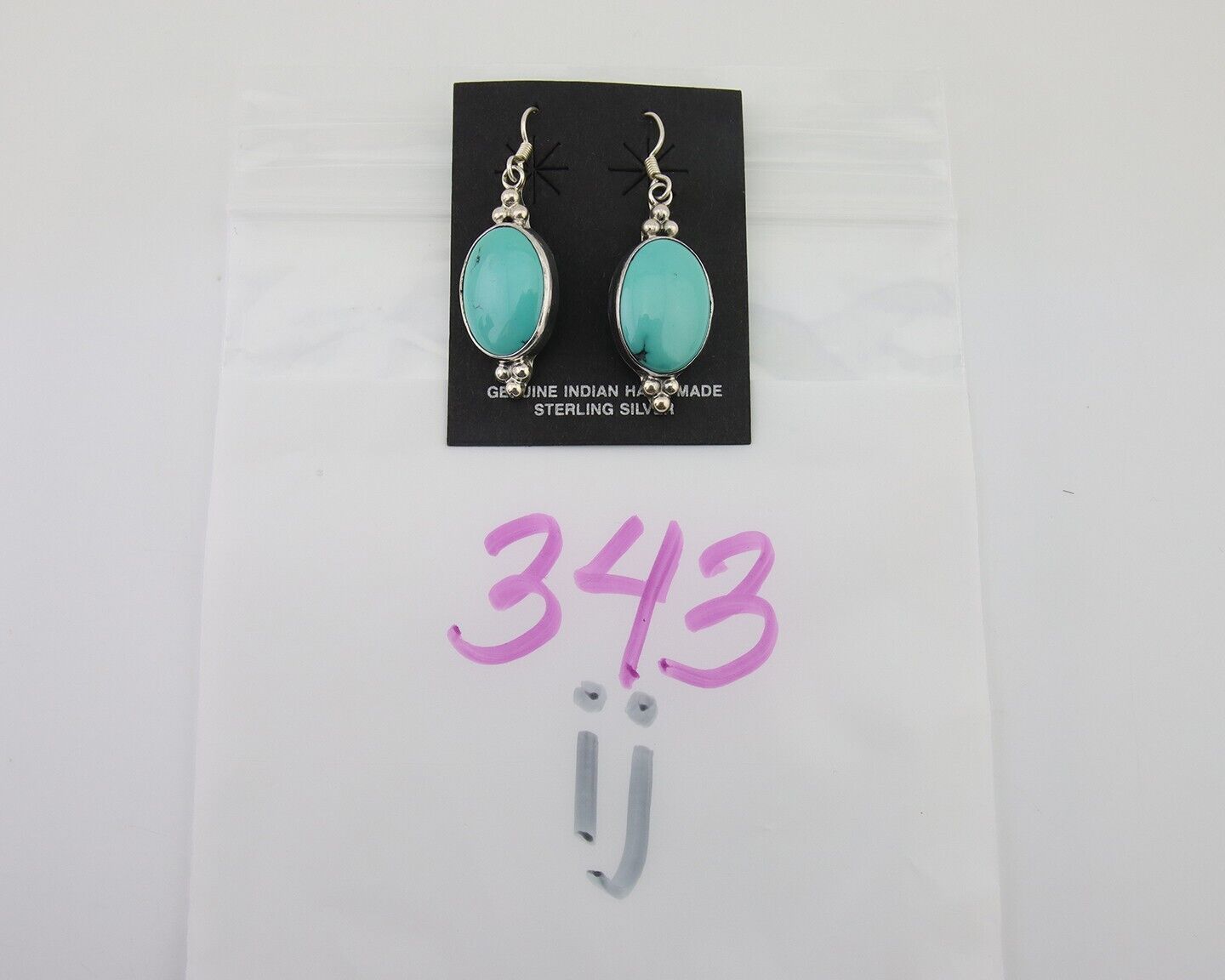 Navajo Dangle Earrings 925 Natural Turquoise Native Inca Mfg C.80's