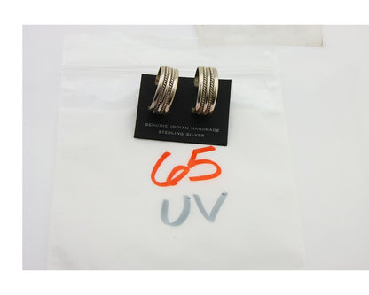 Navajo Earrings 925 Silver Half Hoop Handmade Native American Artist C.80's