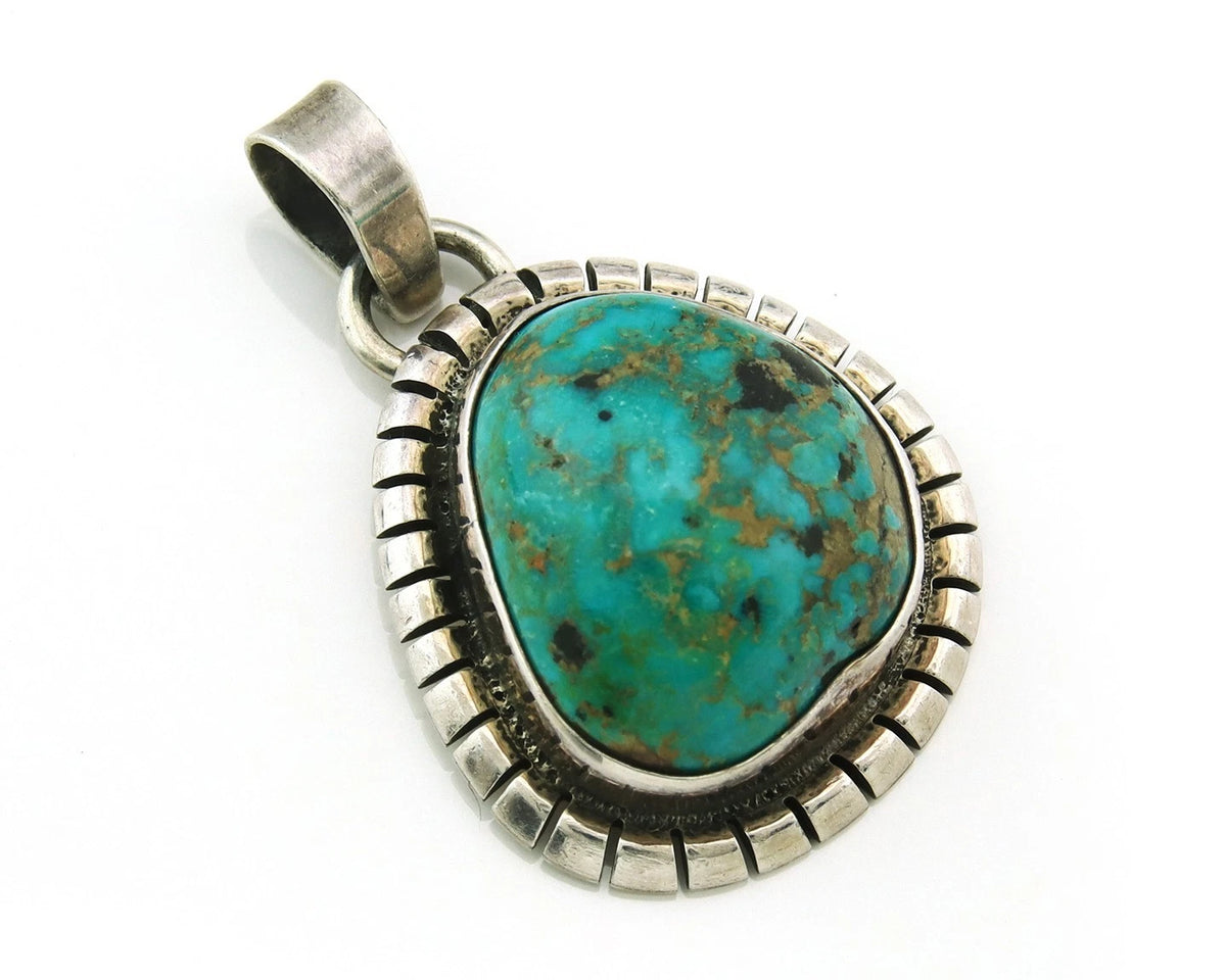 Navajo Pendant 925 Sterling Silver Natural Turquoise Handmade Vintage Artist