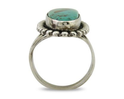 Navajo Shield Ring 925 Silver Arizona Turquoise Native Artist C.80's