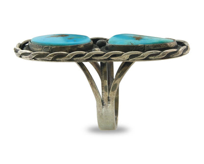 Old Vintage Navajo Ring 925 Sterling Silver Turquoise Handmade Size 9.0