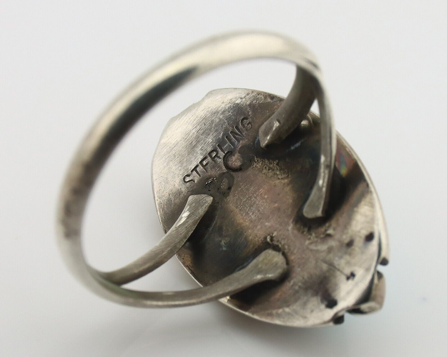 Navajo Ring 925 Silver Sleeping Beauty Artist Signed Sky Stone Creations C.80's