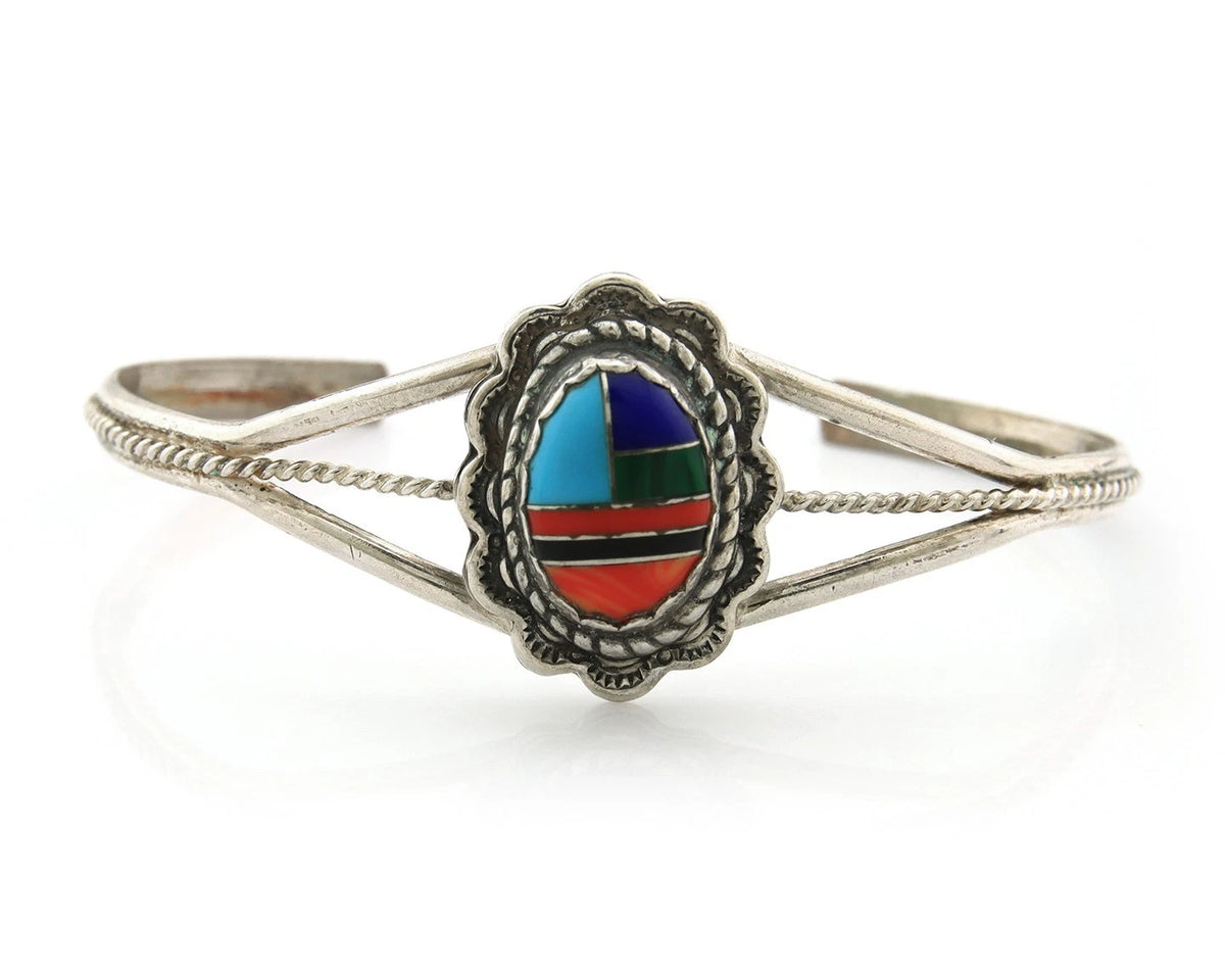 Navajo Cuff Bracelet Sterling Silver Handmade Vintage Gemstone