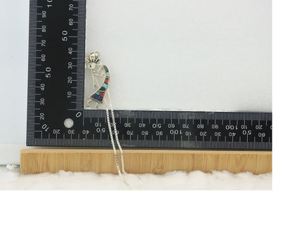 Navajo Kokopelli Necklace Sterling Silver Authentic Natural Gemstone