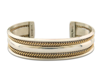 Navajo Bracelet 925 Silver & 12k Yellow Gold Filled Signed TAHE C.80's