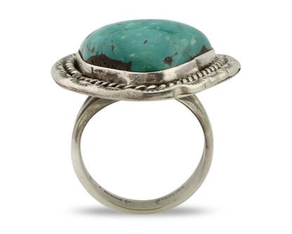 Navajo Ring .925 Silver Natural Blue Turquoise Signed Lee Bennett C.80's