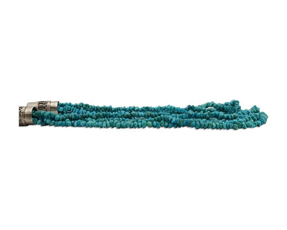 Navajo 5 Strand Necklace 925 Silver Blue Gem Turquoise Native Artist C.80's
