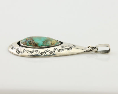Navajo Pendant 925 Silver Green Turquoise Artist Signed MC C.80's