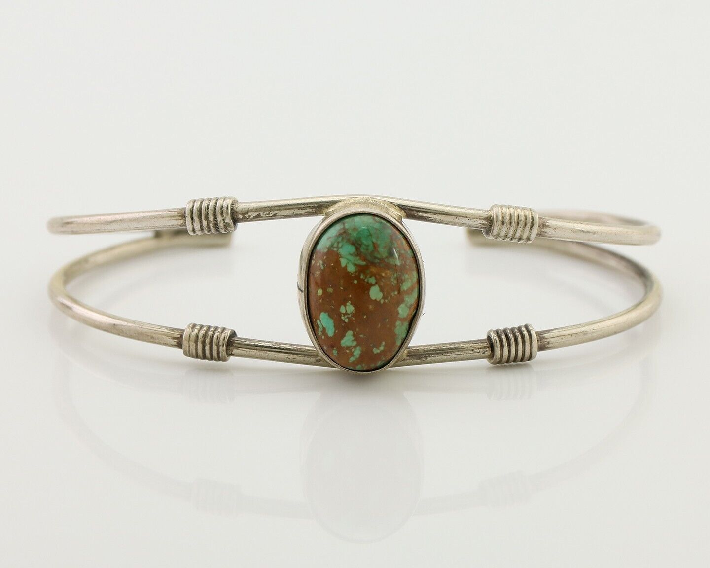 Navajo Bracelet 925 Silver Natural Green Turquoise Native American C80s