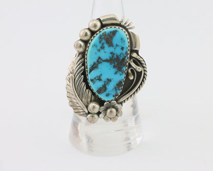 Navajo Ring 925 Silver Sleeping Beauty Turquoise Artist Signed L.M. C.80's