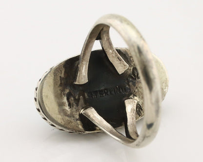 Navajo Ring 925 Silver Kingman Turquoise Artist Signed M Montoya C.80's