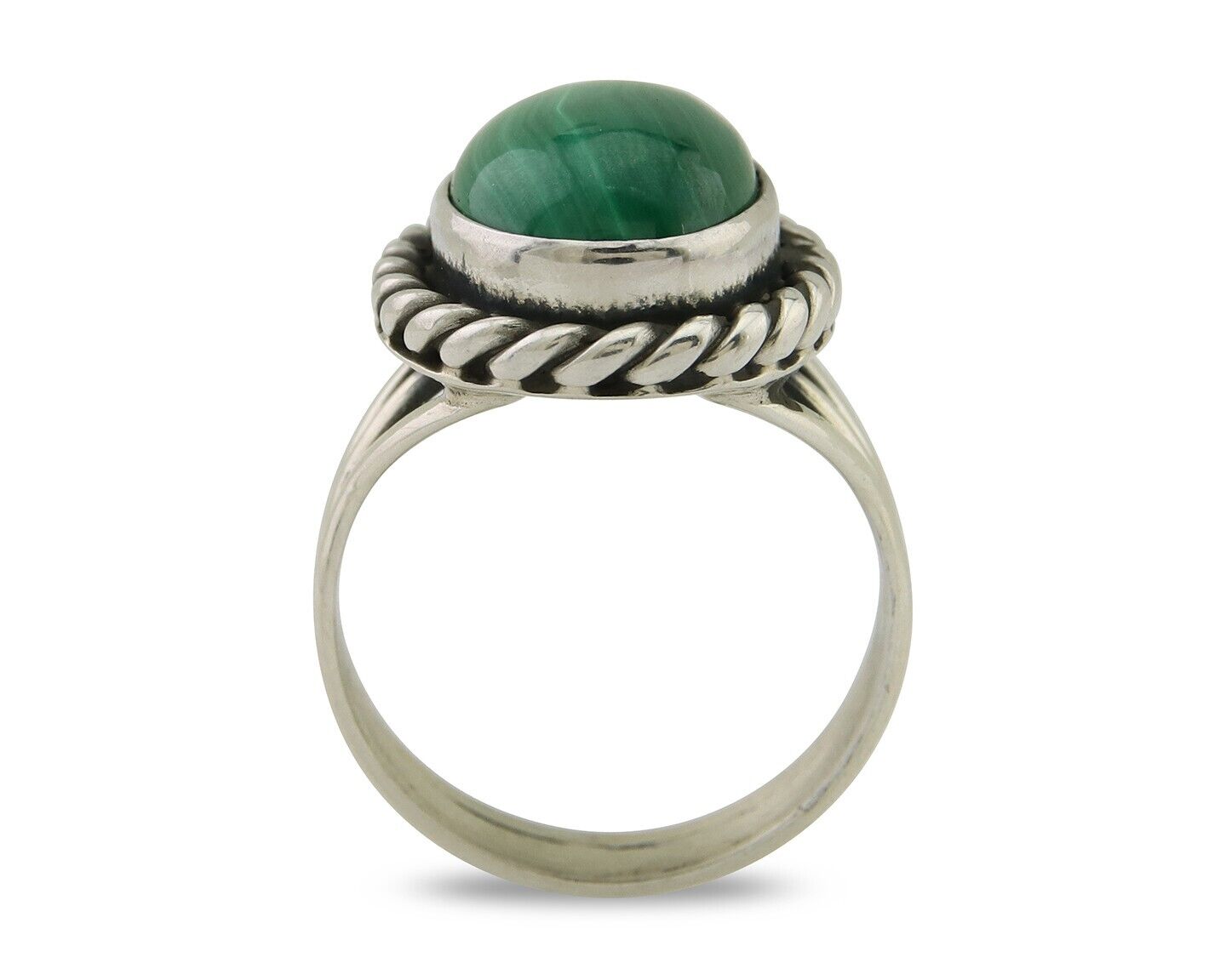 Navajo Ring 925 Silver Natural Malachite Native American Artist C.80's