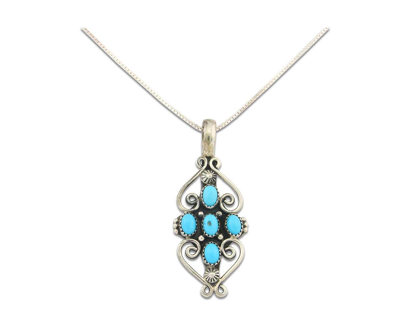 Navajo Sterling Silver Necklace Authentic Turquoise Vintage Signed Montoya