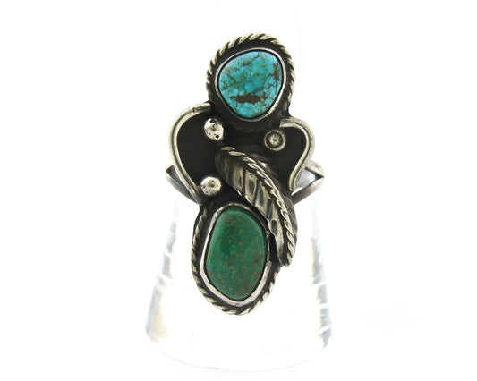 Navajo Angel Ring Sterling Silver Turquoise Vintage Artist Size 9.25