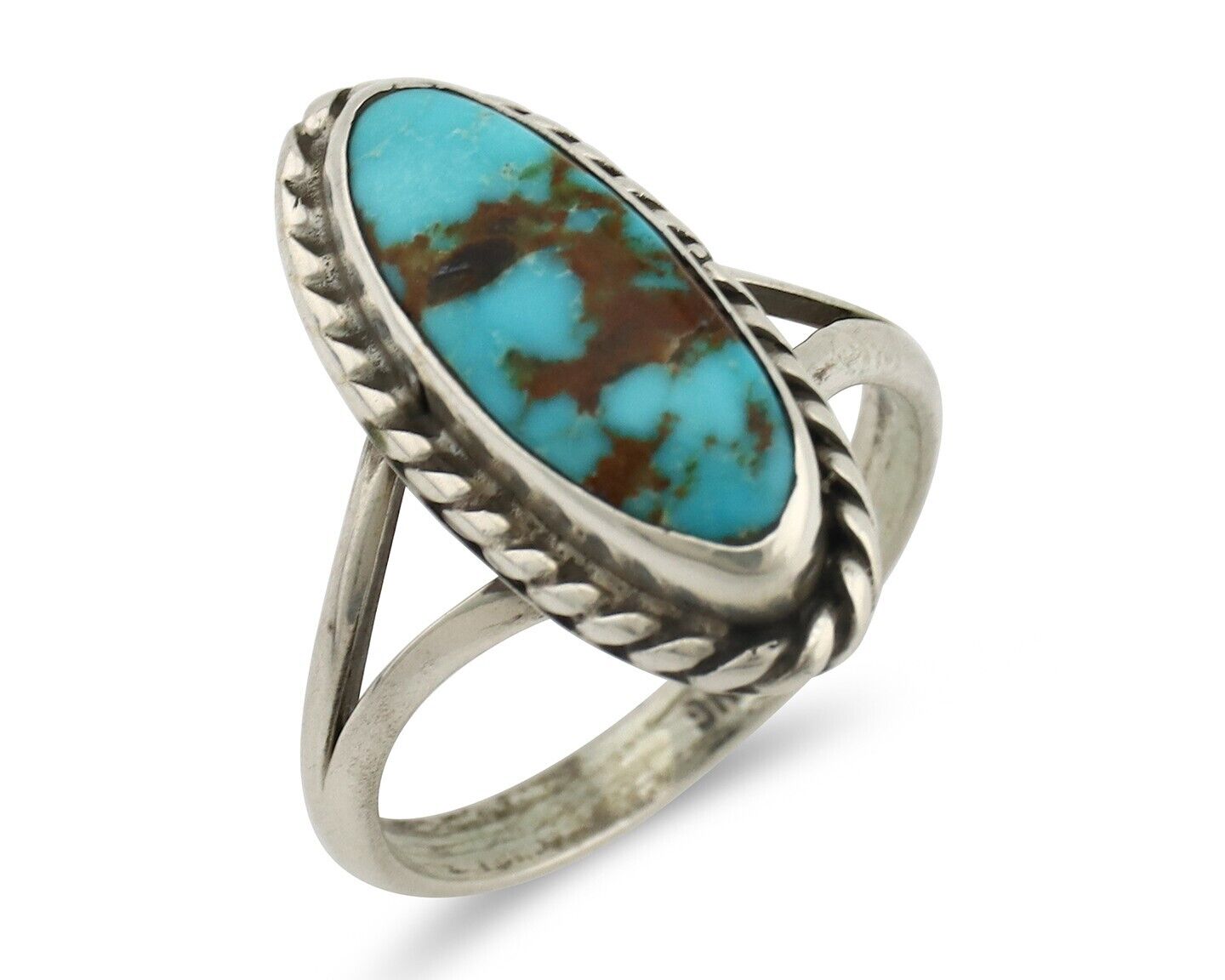 Navajo Ring 925 Silver Kingman Turquoise Native American Artist C.80's