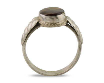 Navajo Handmade Ring 925 Silver Natural Fire Opal Native Artist Size 8.25 C.80's