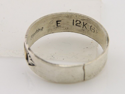 Navajo Handmade Ring 925 Silver & Gold Artist Signed E C.80's
