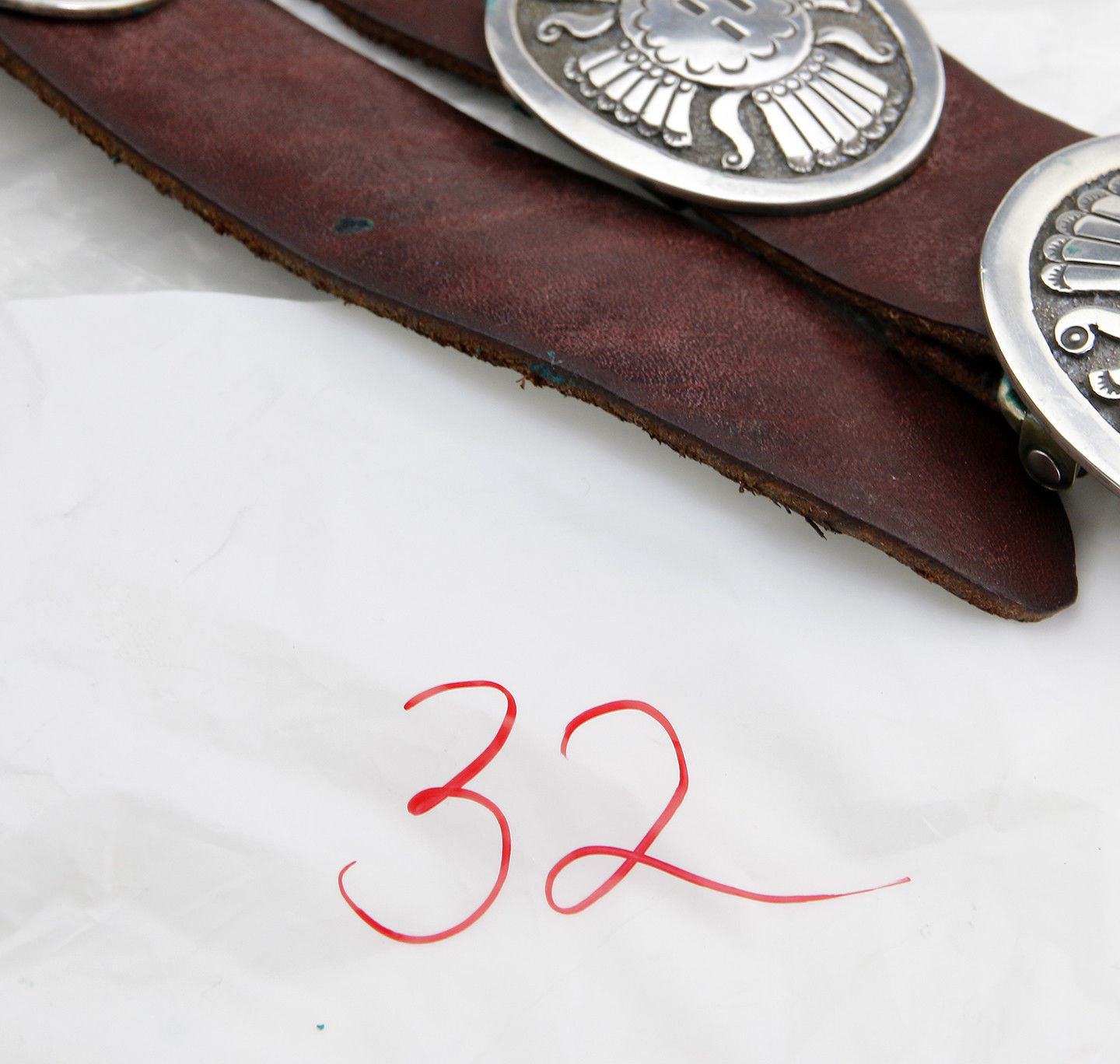 VTG Unworn Navajo Benny Benally .925 Silver Handmade Concho Belt