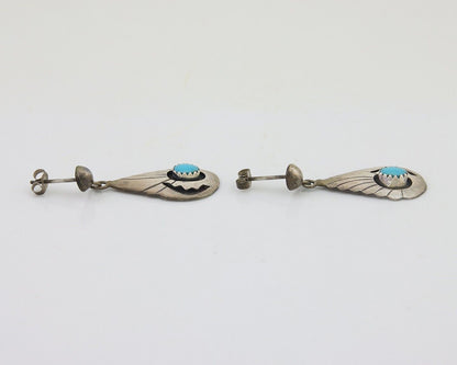 Navajo Earrings 925 Silver Blue Turquoise Native American Artist C.80's
