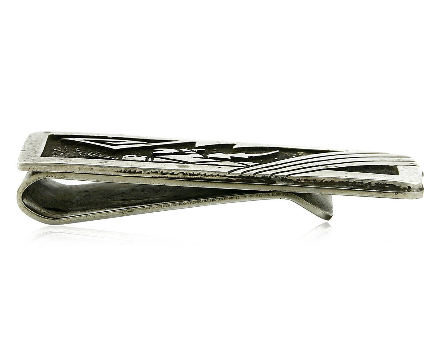 Navajo Money Clip .925 Silver & Nickle Hand Stamped Artist Richard Begay