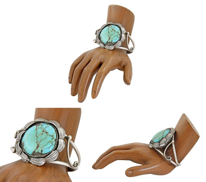 VTG Old Pawn Navajo Natural Turquoise .925 Sterling Silver Ring & Bracelet Set