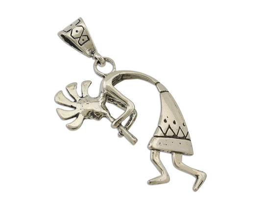 Navajo Kokopelli Pendant 925 Sterling Silver Artist Signed Masha C.80's