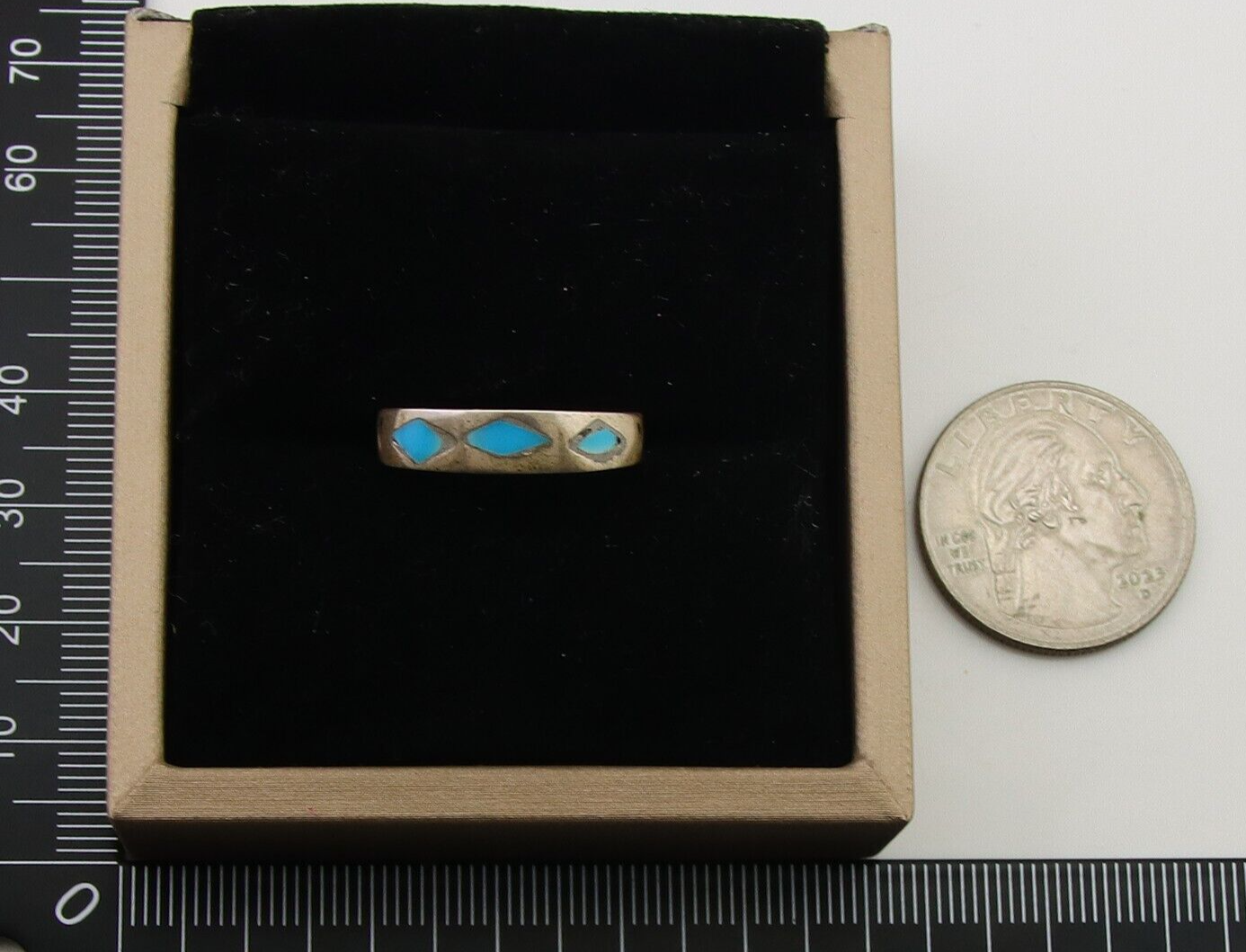 Navajo Handmade Ring 925 Silver Turquoise Native Artist C.80's