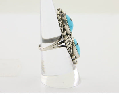 Navajo Ring 925 Silver Natural Blue Turquoise Native Artist Signed SC C.80's