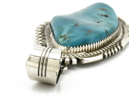 Navajo Lorren Begay Pendant Natural Turquoise .925 Silver Hand Stamped C.80's