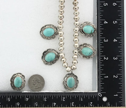Navajo Necklace Earring Set Sterling Silver Vintage Handmade Signed Snail C.80's