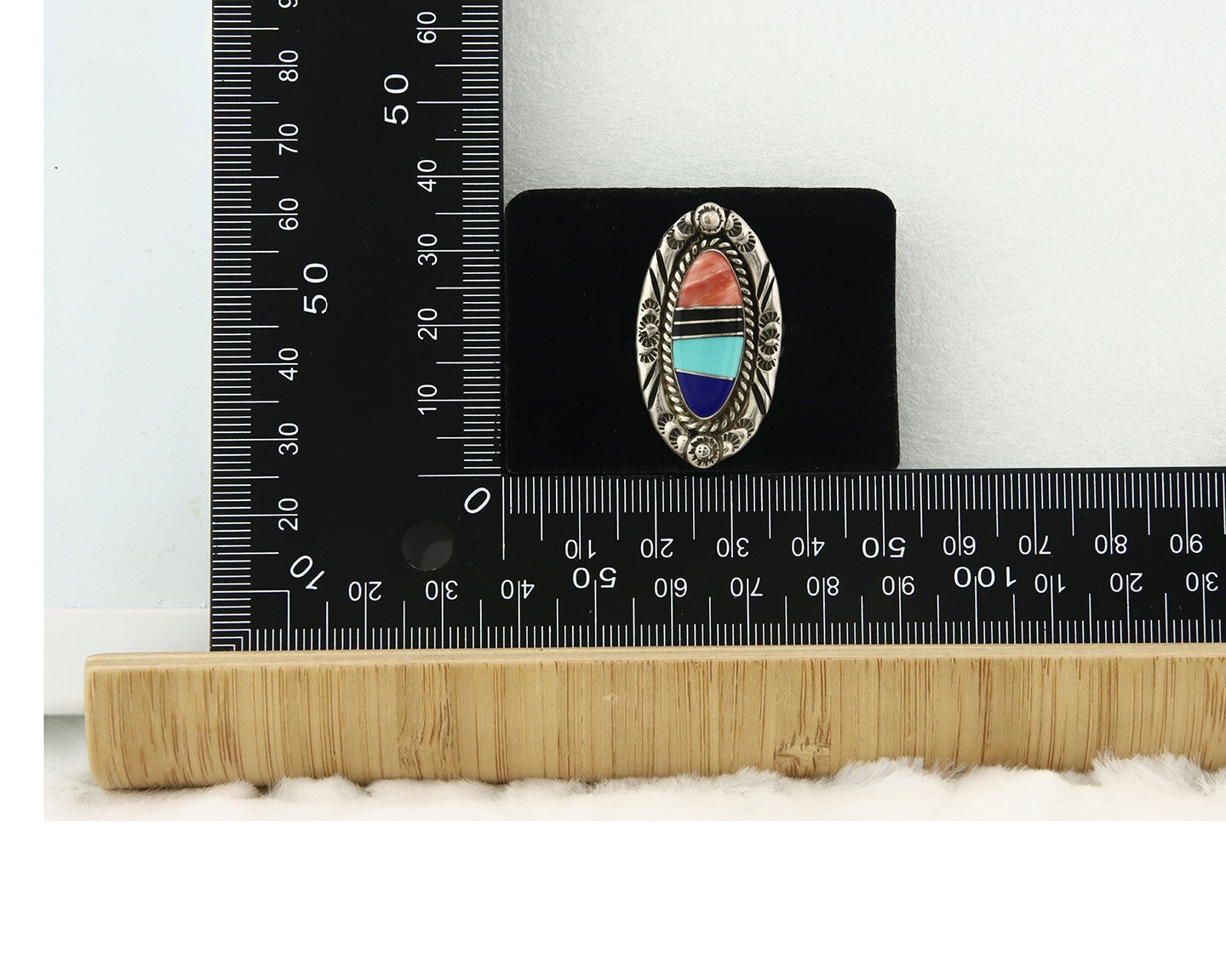 Vintage Zuni Ring 925 Sterling Silver Gemstone Signed V&N Edsitty Size 8.5
