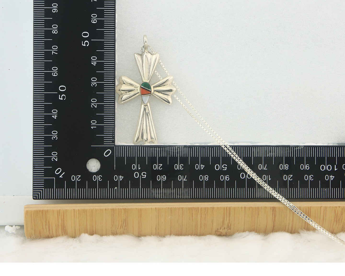 Navajo Cross Necklace Sterling Silver Authentic Natural Gemstones Signed M