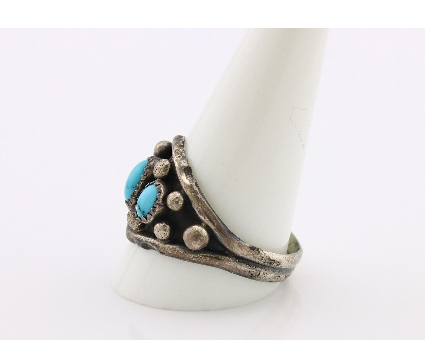 Navajo Ring 925 Silver Turquoise Artist Signed E SkyStone Creations C.80's